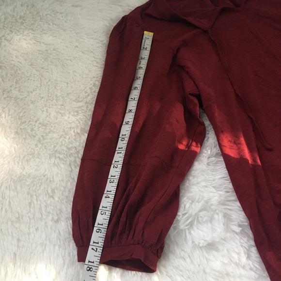 Style & Co. Split Neck Blouse Top Burgundy Plus Size Balloon Sleeve 3/4 - Picture 4 of 10